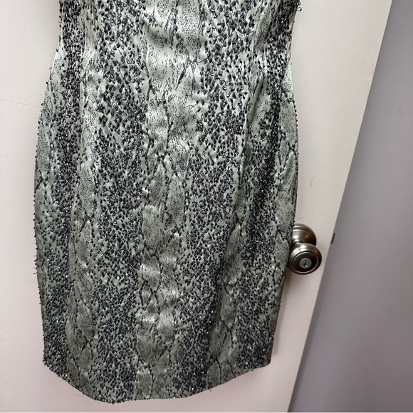 Cache Grayish Allover Beaded SnakePrint Vintage 90’s/Y2K Party Dress NWT 2 *Flaw - Picture 7 of 16